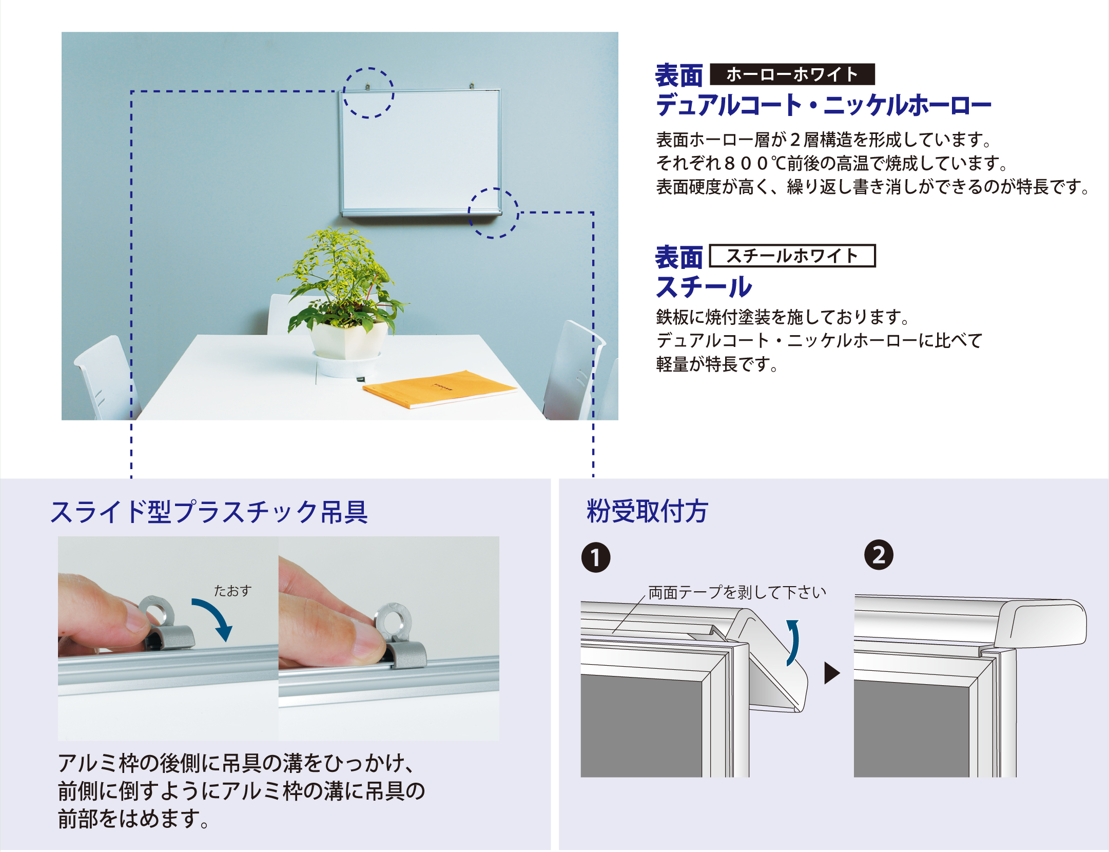 馬印　MAJI series(マジシリーズ)両面脚付　スチールホワイト　予定表 無地ホワイトボード　W1296×D610×H1840mm　MV34TDYN - 2